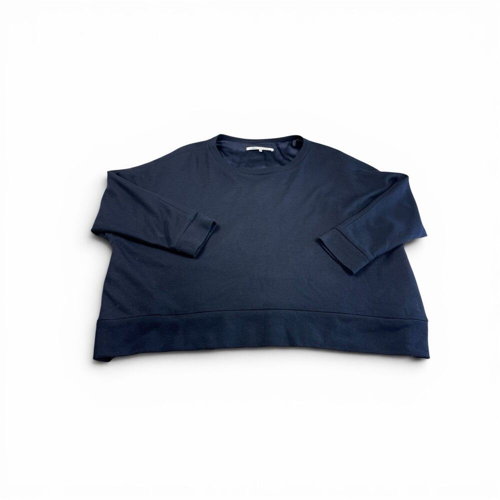 Valentina Kova Silk Boxy Fit Sweater Navy Cozy Luxe Lined Layering Pullover S